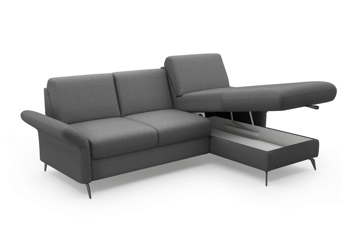 ECKSOFA ROCHELLE E Dunkelgrau Flachgewebe  - Dunkelgrau/Schwarz, KONVENTIONELL, Textil/Metall (251/164cm) - Sit & More