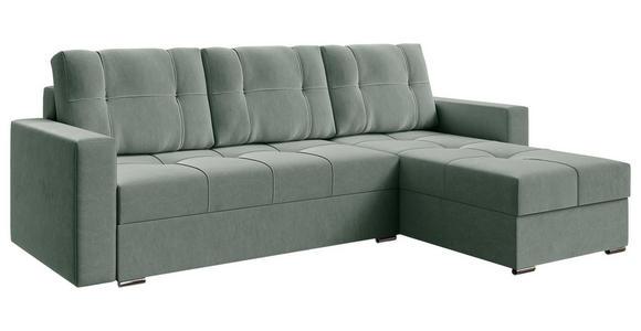 ECKSOFA  in Samt Dunkelgrün  - Chromfarben/Dunkelgrün, KONVENTIONELL, Kunststoff/Textil (233/140cm) - Carryhome