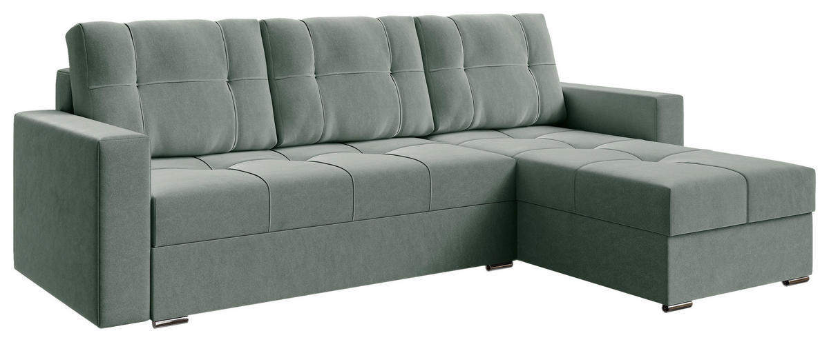 ECKSOFA Dunkelgrün Samt  - Chromfarben/Dunkelgrün, KONVENTIONELL, Kunststoff/Textil (233/140cm) - Carryhome