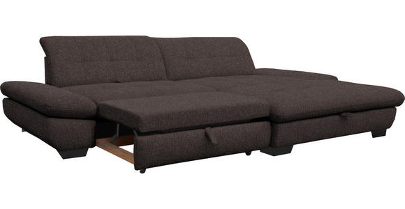 ECKSOFA in Mikrofaser Braun  - Schwarz/Braun, Design, Textil/Metall (290/198cm) - Xora