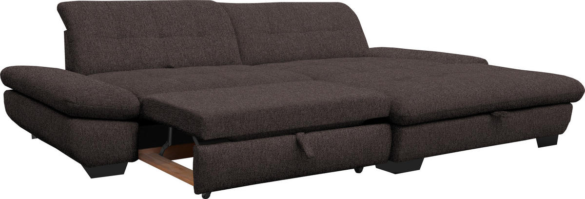 ECKSOFA in Mikrofaser Braun  - Schwarz/Braun, Design, Textil/Metall (290/198cm) - Xora