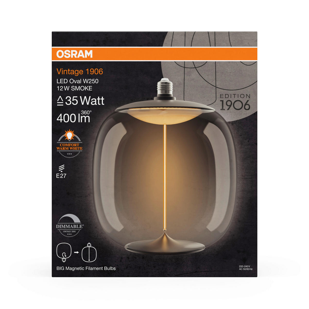 LED-LEUCHTMITTEL   E27 12 W 400 lm  - Grau, KONVENTIONELL, Kunststoff (25/30cm) - Osram
