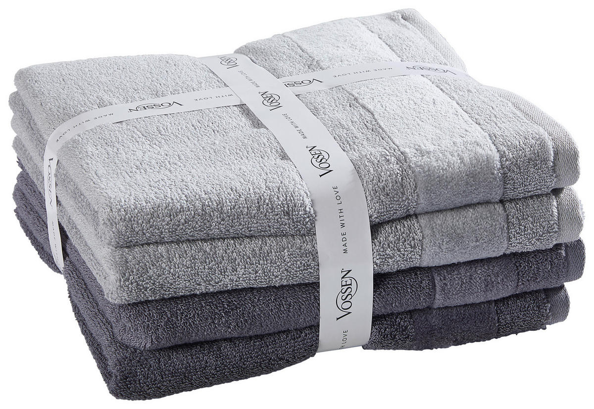 FROTTIERSET Silence Set Grau 4-teilig  - Grau, Basics, Textil - Vossen