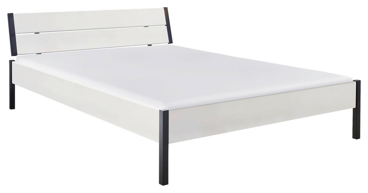 FUTONBETT 140/200 cm  in Weiss   - Weiss/Schwarz, Modern, Holzwerkstoff/Metall (140/200cm) - Livetastic