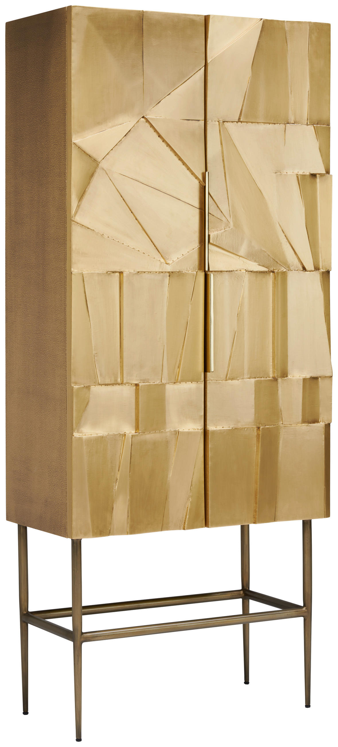 FÉLMAGAS SZEKRÉNY 75/180/40 cm  - sárgarézszínű/aranyszínű, Trend, faalapú anyag/fém (75/180/40cm) - Ambia Home