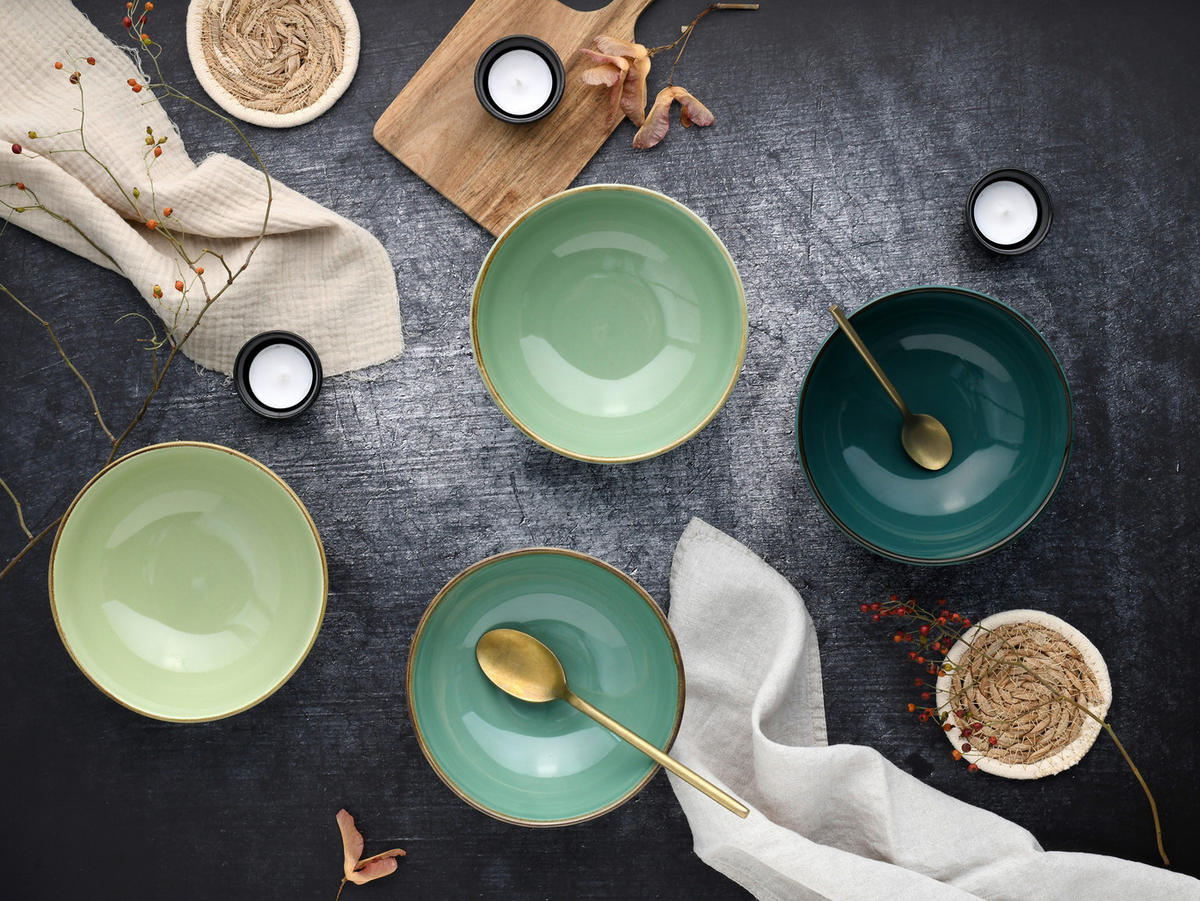SCHÜSSELSET Nature Collection 4-teilig  - Grün, Design, Keramik - Creatable