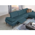 ECKSOFA in Echtleder Blau  - Blau/Schwarz, Design, Leder/Metall (325/157cm) - Dieter Knoll