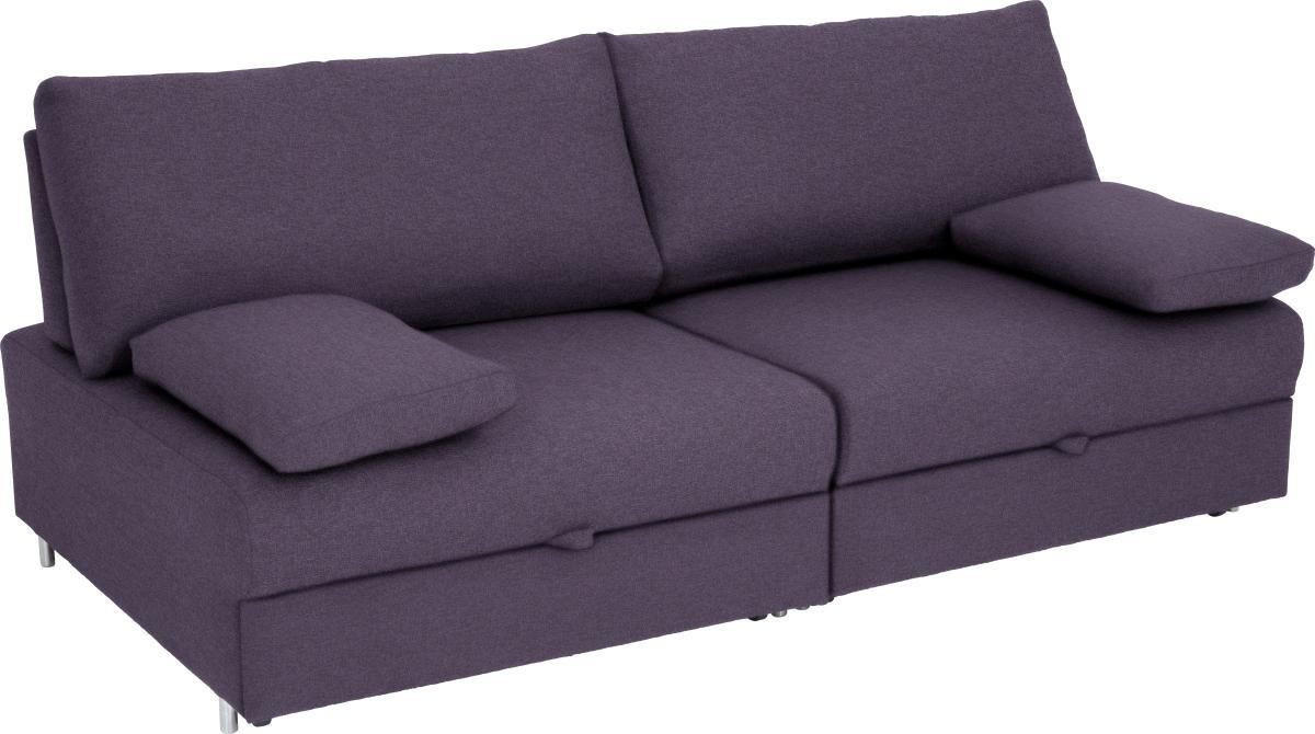SCHLAFSOFA Violett  - Chromfarben/Violett, Design, Textil/Metall (192/77-88/110-120cm) - Bali
