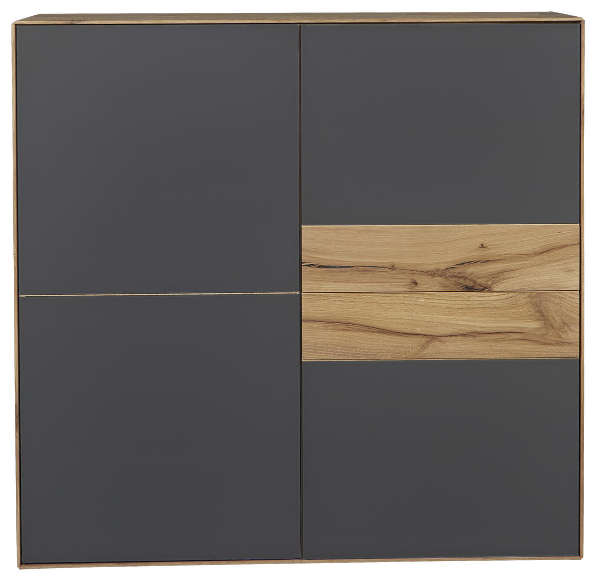 HIGHBOARD SOLIDA  in 122/120/40 cm  - Eichefarben/Anthrazit, Design, Glas/Holz (122/120/40cm) - Valnatura