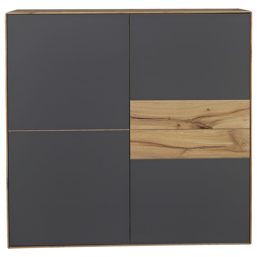 Thumbnail - Valnatura Highboard Solida, Anthrazit, Eiche, Holz, Asteiche, massiv, 3 Fächer, 122x120x40 cm, Pefc, Goldenes M, Made in...
