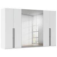 DREHTÜRENSCHRANK 350/235/61 cm,  in Weiß, 7-türig  - Chromfarben/Schwarz, Basics, Glas/Holzwerkstoff (350/235/61cm) - Novel