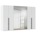 DREHTÜRENSCHRANK 350/223/61 cm,  in Weiß, 7-türig  - Chromfarben/Schwarz, Basics, Glas/Holzwerkstoff (350/223/61cm) - Novel