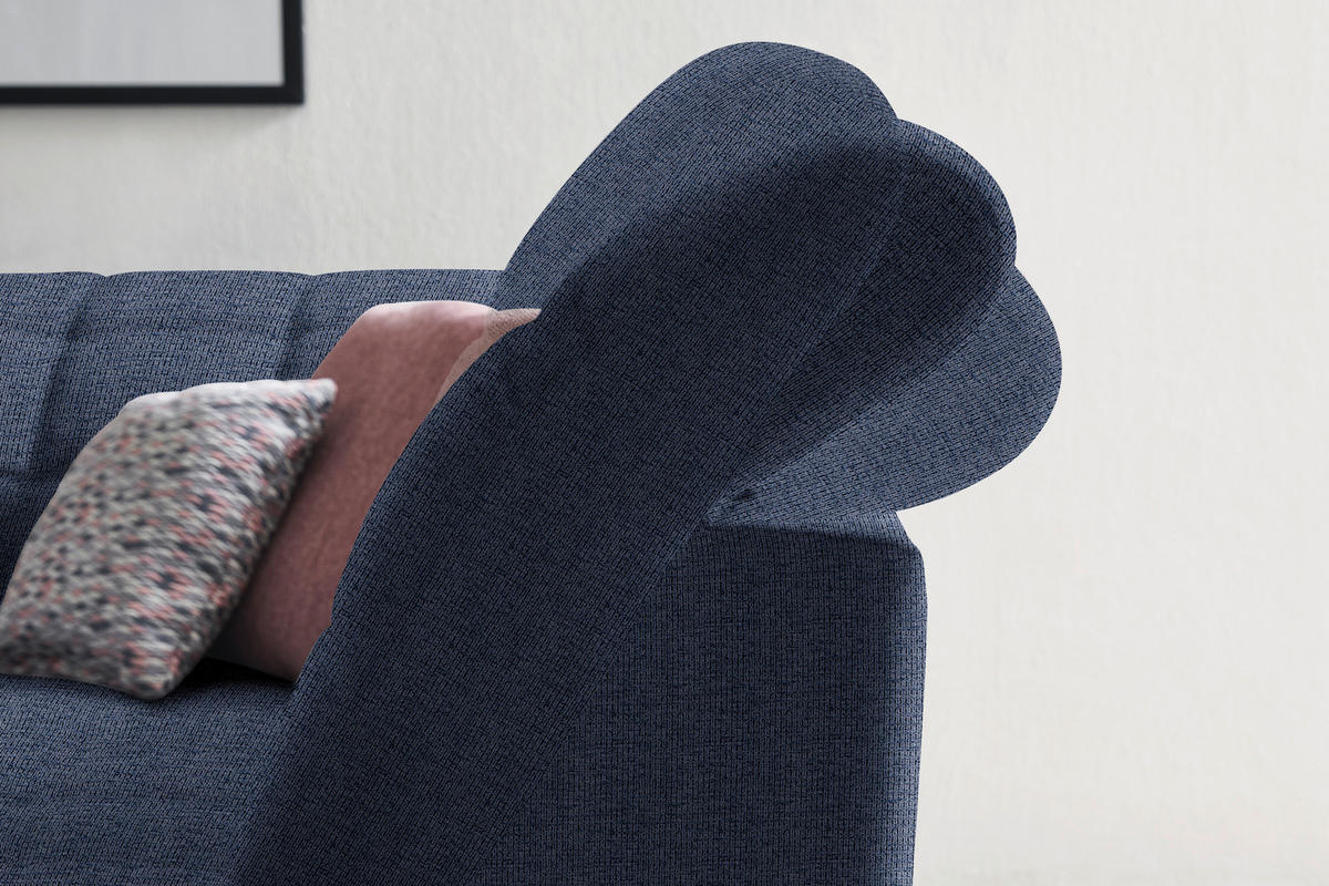 ECKSOFA in Webstoff Dunkelblau  - Schwarz/Dunkelblau, Design, Holz/Textil (302/216cm) - Xora