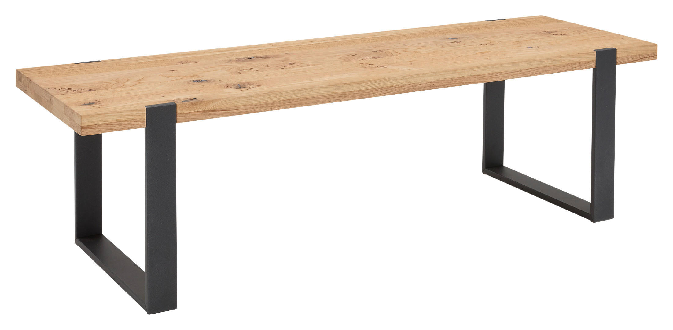 BETTBANK Wildeiche Eichefarben  - Eichefarben/Anthrazit, Design, Holz/Metall (140/40/44cm) - Musterring