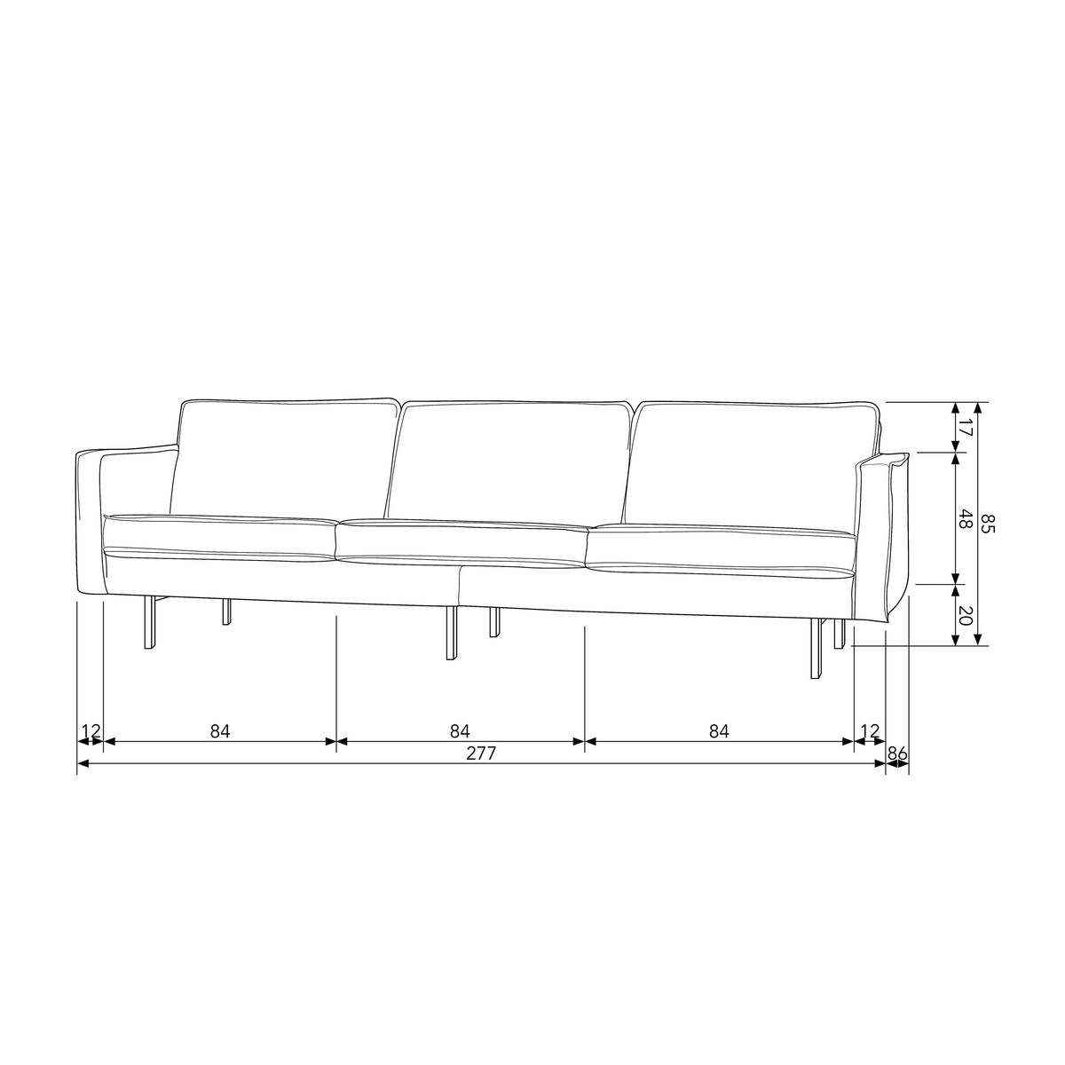 3-SITZER-SOFA Rodeo Samt Honig  - Schwarz/Honig, Design, Textil/Metall (277/85/86cm) - Livetastic