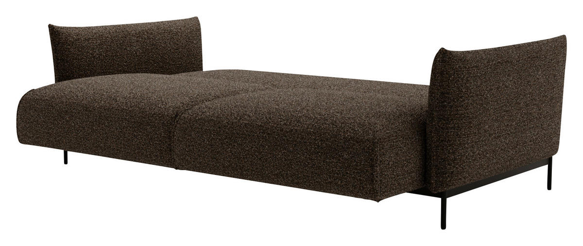 SOFA in Chenille Dunkelbraun, Schwarz  - Dunkelbraun/Schwarz, Design, Textil/Metall (223/96/95cm) - Livetastic