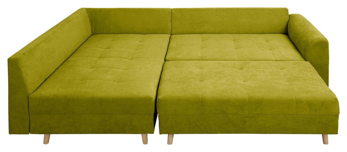 ECKSOFA inkl. Hocker Ariella Hellgrün Mikrofaser  - Naturfarben/Hellgrün, Design, Holz/Textil (161/231cm) - Livetastic