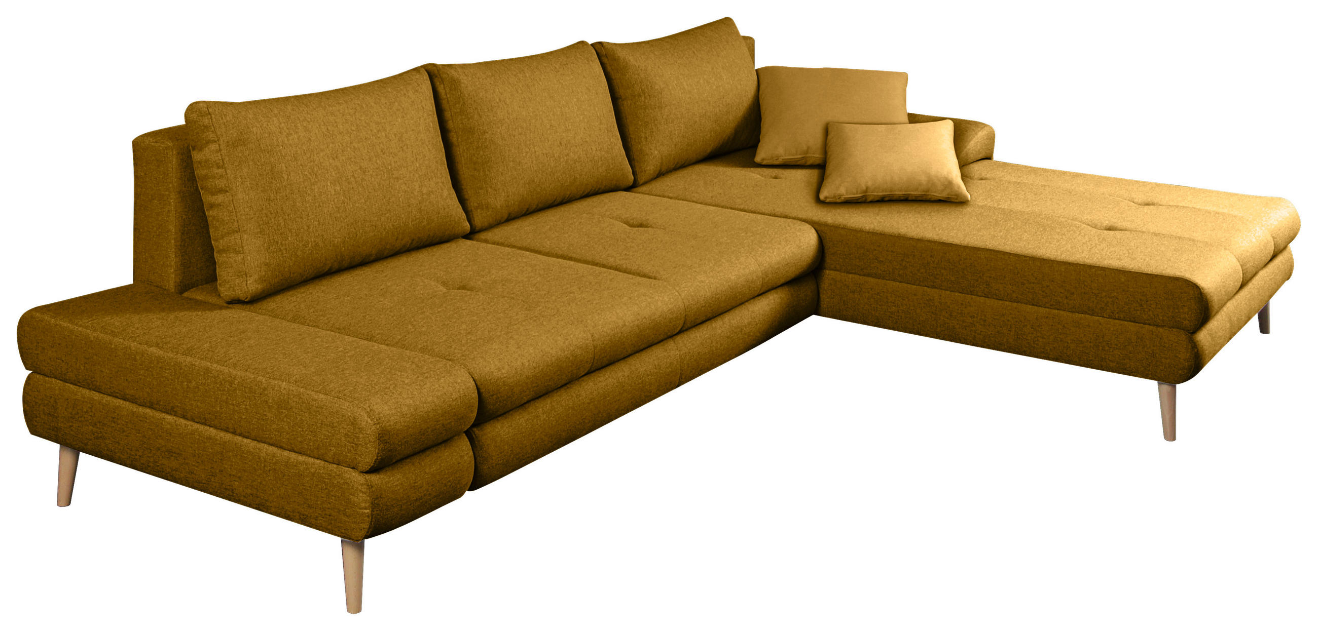 ECKSOFA Gelb Webstoff  - Gelb/Erlefarben, Trend, Holz/Textil (313/215cm) - MID.YOU