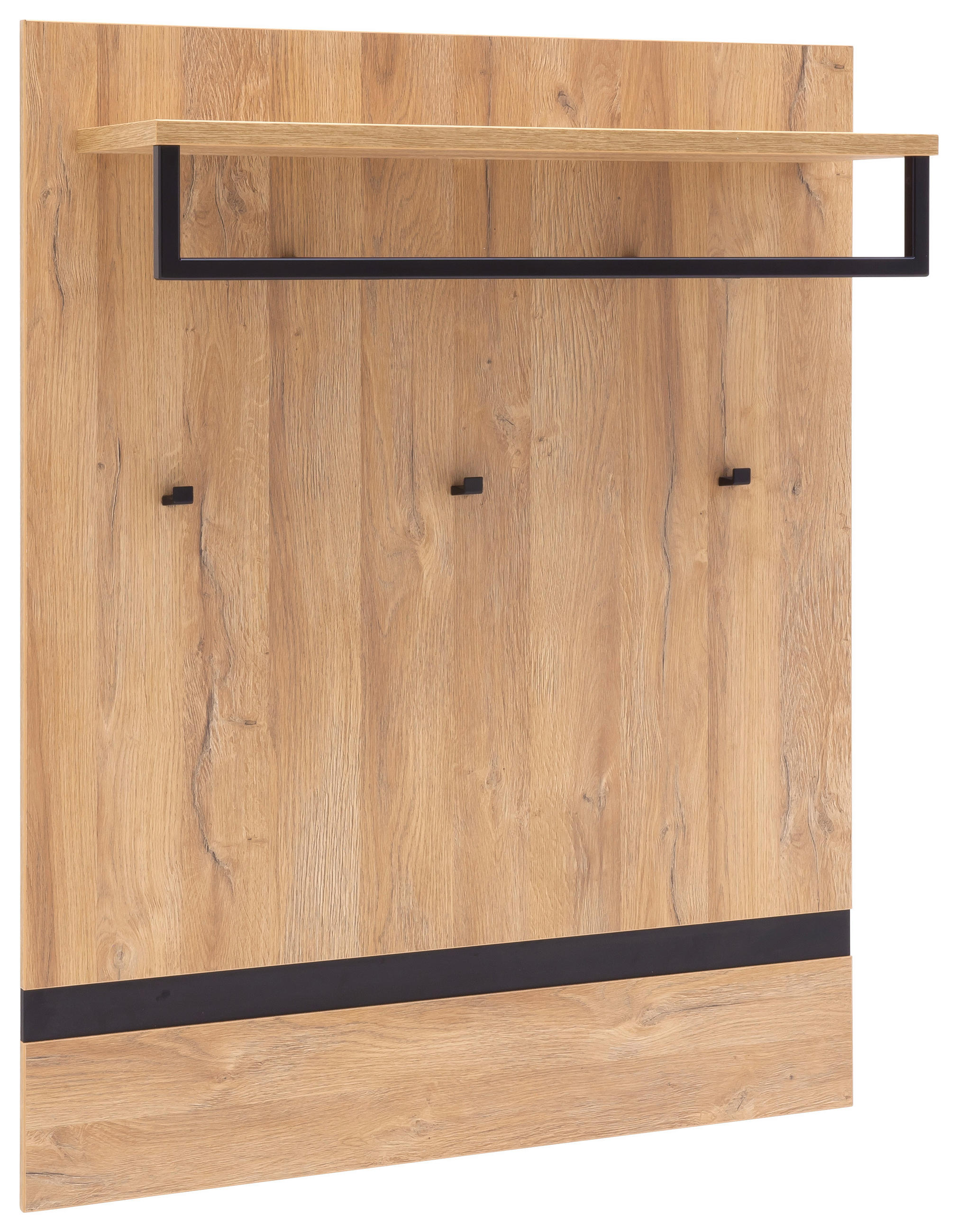 GARDEROBENPANEEL  in 90/113/28 cm  - Eichefarben/Schwarz, Design, Holzwerkstoff/Metall (90/113/28cm) - Xora