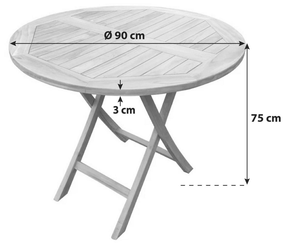 GARTENTISCH Holz rund  - Teakfarben, Basics, Holz (90/75cm) - Gardenson