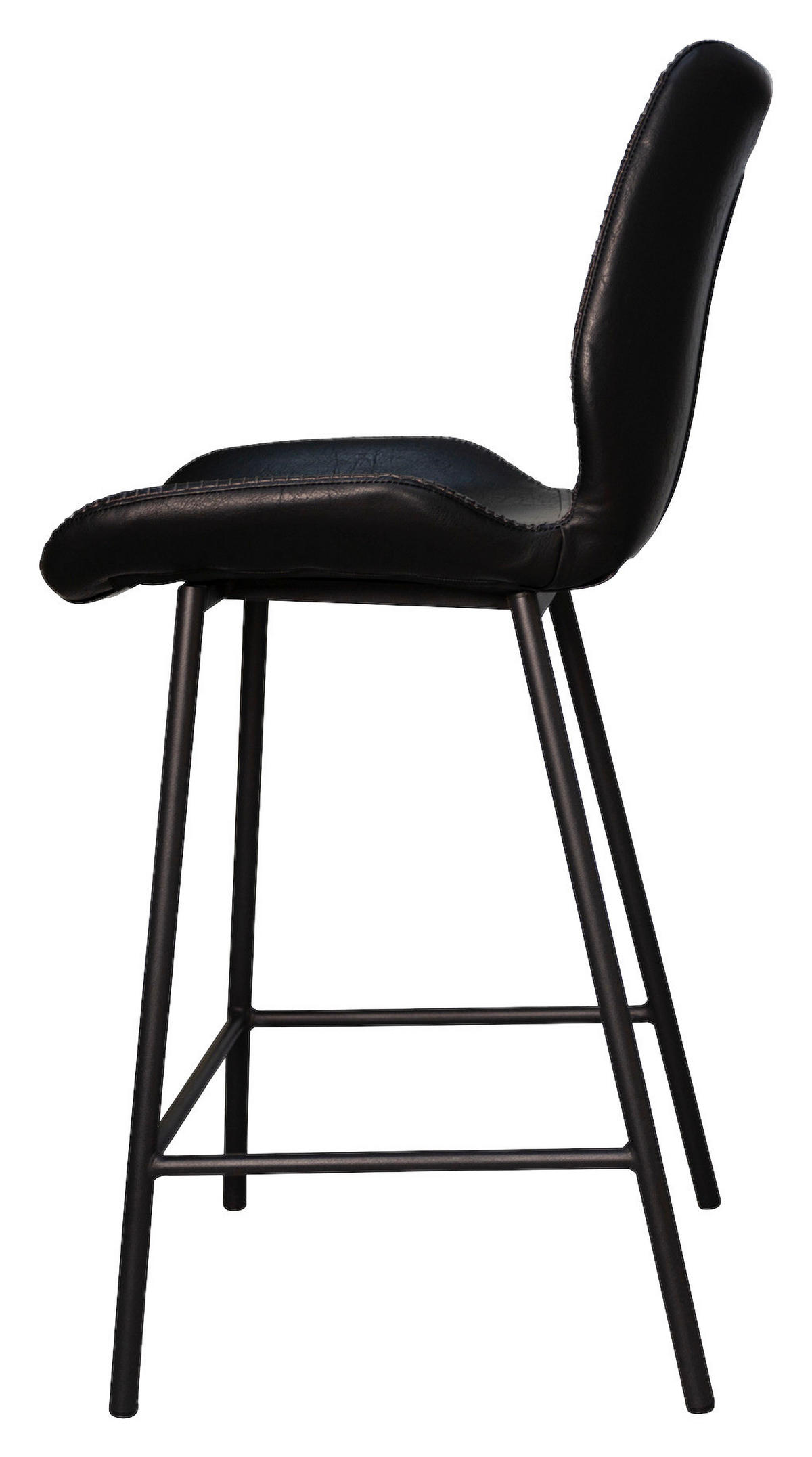 BARHOCKER-SET Lederlook Schwarz  - Schwarz, KONVENTIONELL, Kunststoff/Textil (47/99/55cm) - MID.YOU