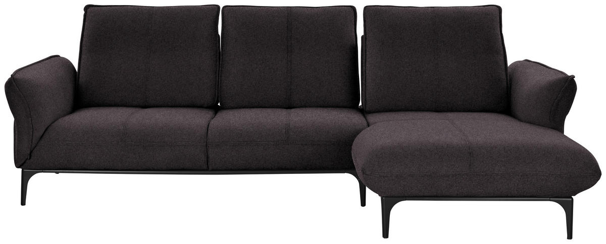 ECKSOFA in Webstoff Braun  - Schwarz/Braun, Natur, Textil (277/182cm) - Valnatura