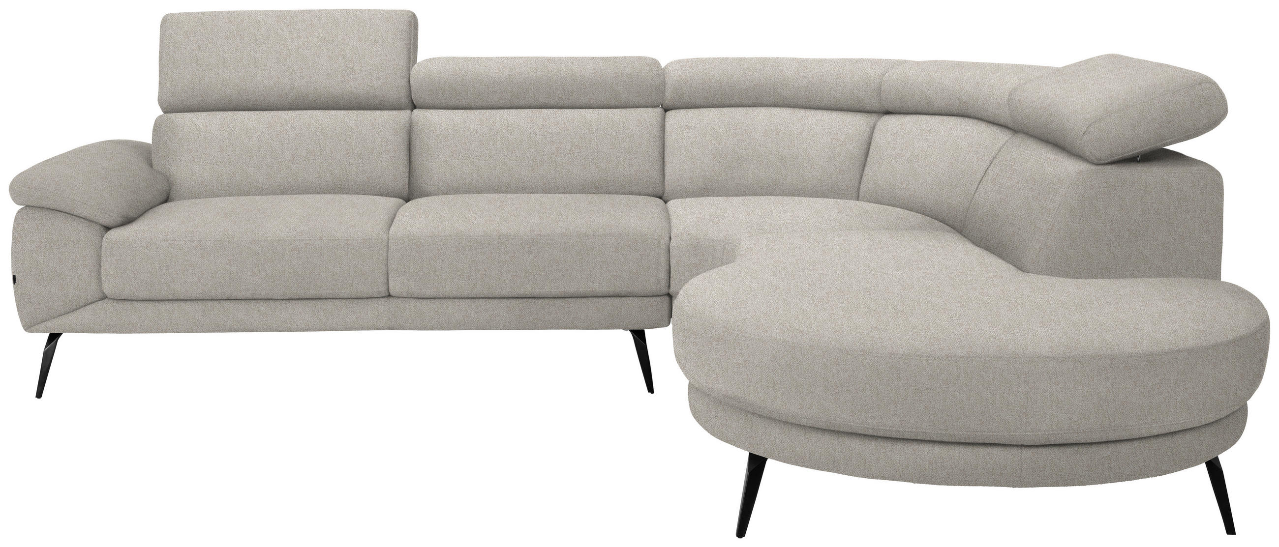 ECKSOFA Beige Velours  - Beige/Schwarz, Design, Textil/Metall (299/264cm) - Novel