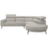 ECKSOFA in Velours Beige  299/264 cm  - Beige/Schwarz, Design, Textil/Metall (299/264cm) - Novel