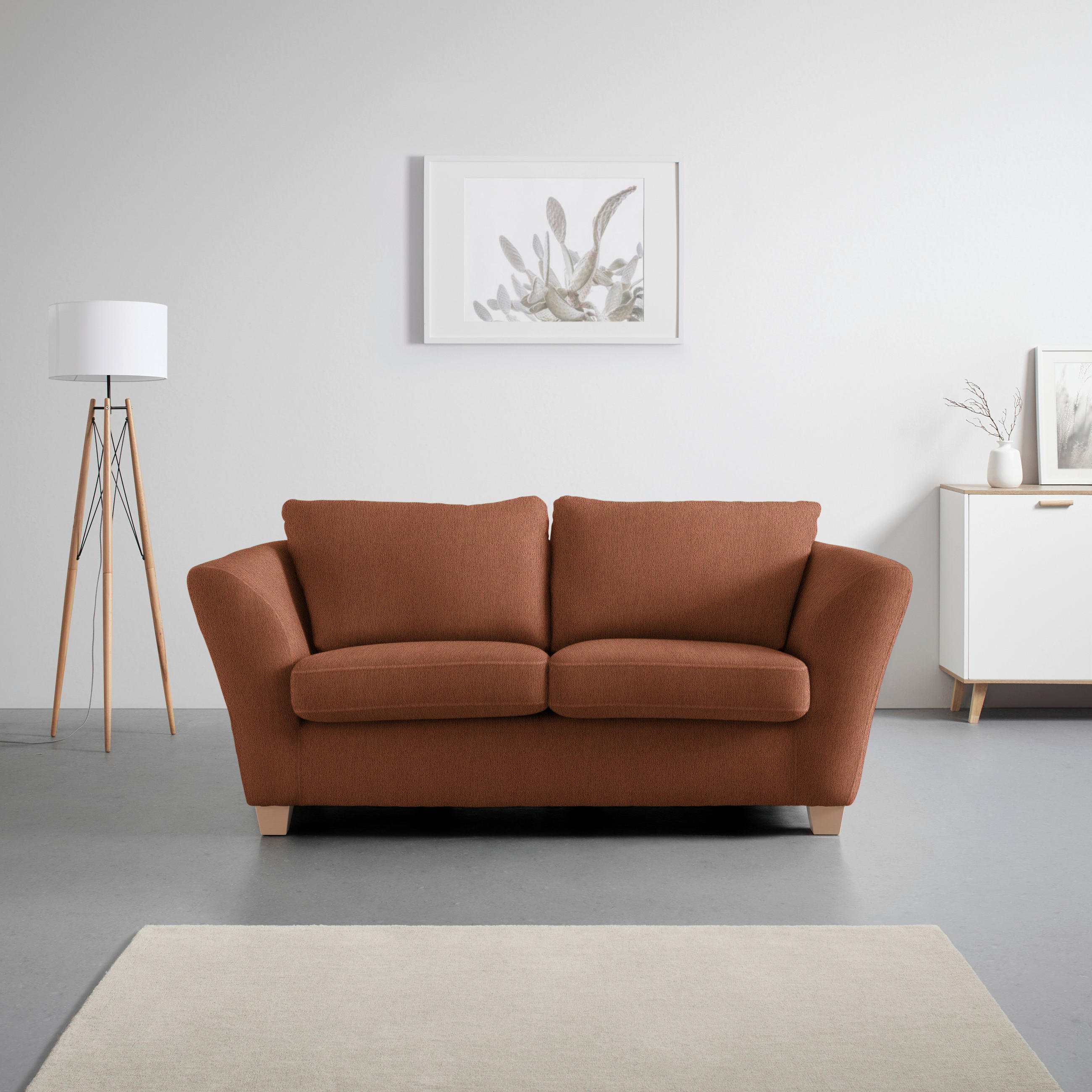 2-SITZER-SOFA in Chenille Kupferfarben  - Naturfarben/Kupferfarben, Holz/Textil (190/70-85/95cm) - MID.YOU