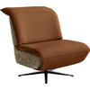SESSEL in Hochflor Echtleder Braun, Cognac  - Cognac/Schwarz, Design, Leder/Textil (84/65/91cm) - Koinor