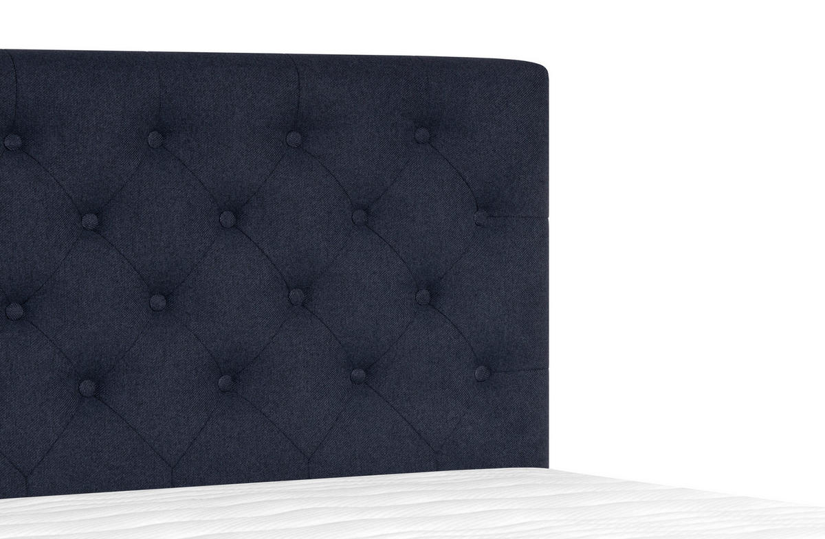 BOXSPRINGBETT 140/200 cm  in Dunkelblau  - Silberfarben/Dunkelblau, KONVENTIONELL, Textil/Metall (140/200cm) - Welnova