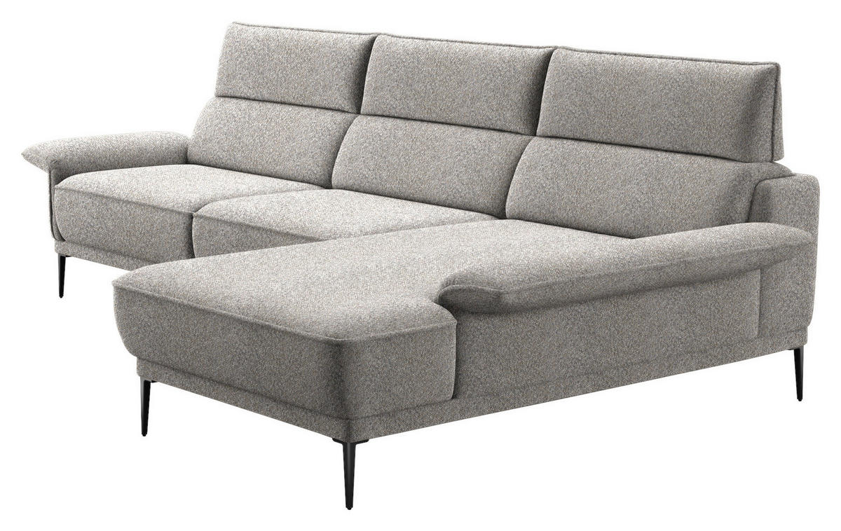 ECKSOFA in Bouclé Hellgrau  - Hellgrau/Schwarz, Design, Textil/Metall (330/186cm) - Johann Jakob