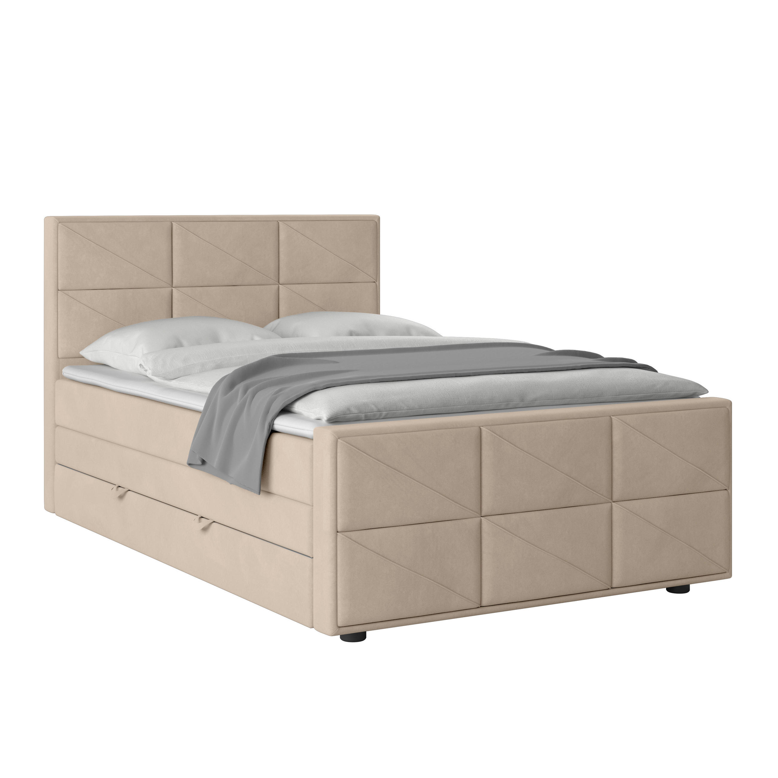 BOXSPRINGBETT 140/200 cm  in Beige  - Beige, MODERN, Holz/Kunststoff (140/200cm) - MID.YOU