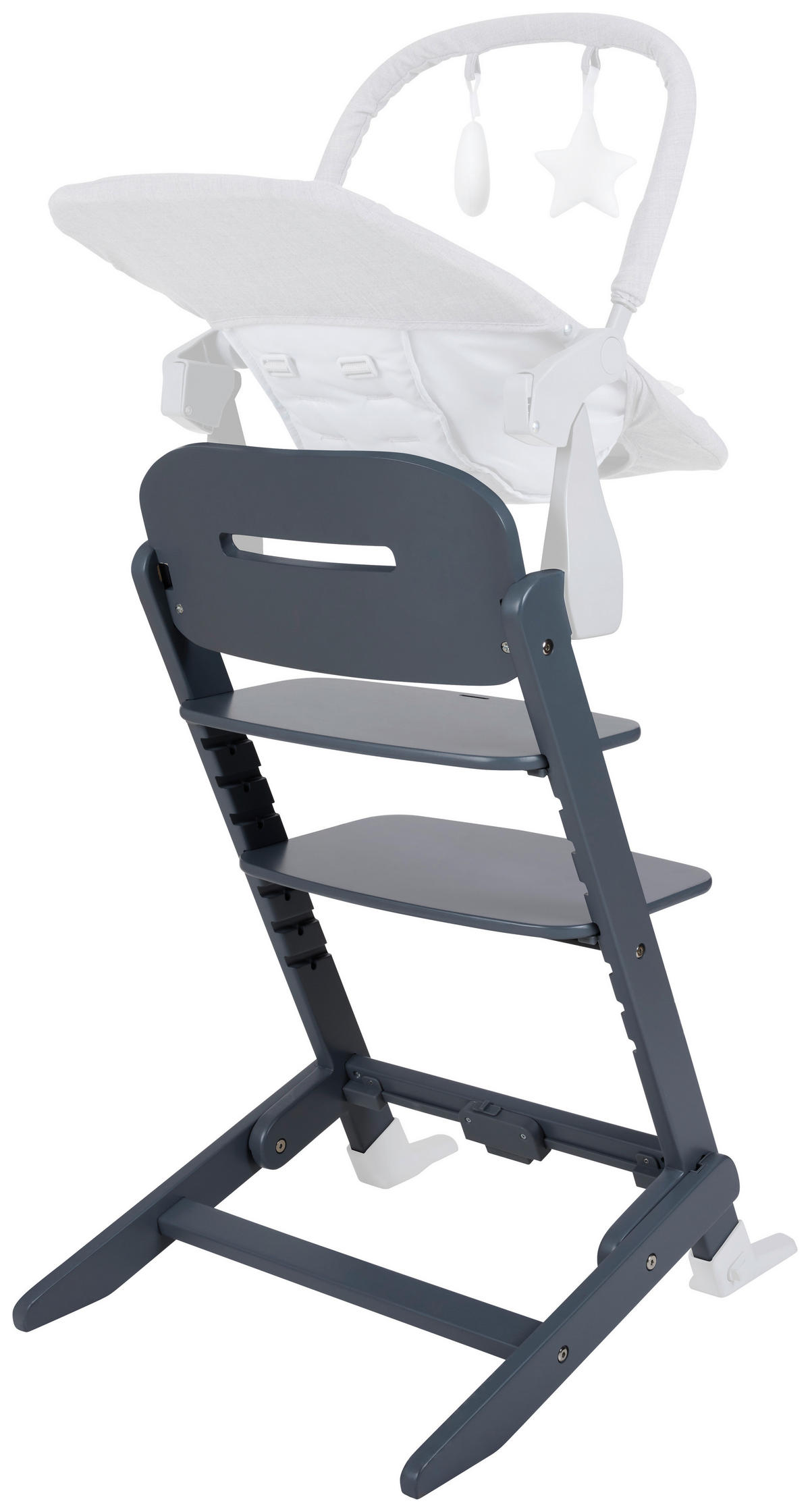 DETSKÁ JEDÁLENSKÁ STOLIČKA, buk lesný, sivá - sivá, Design, kov/drevo (63/48,5/81cm) - Jimmylee