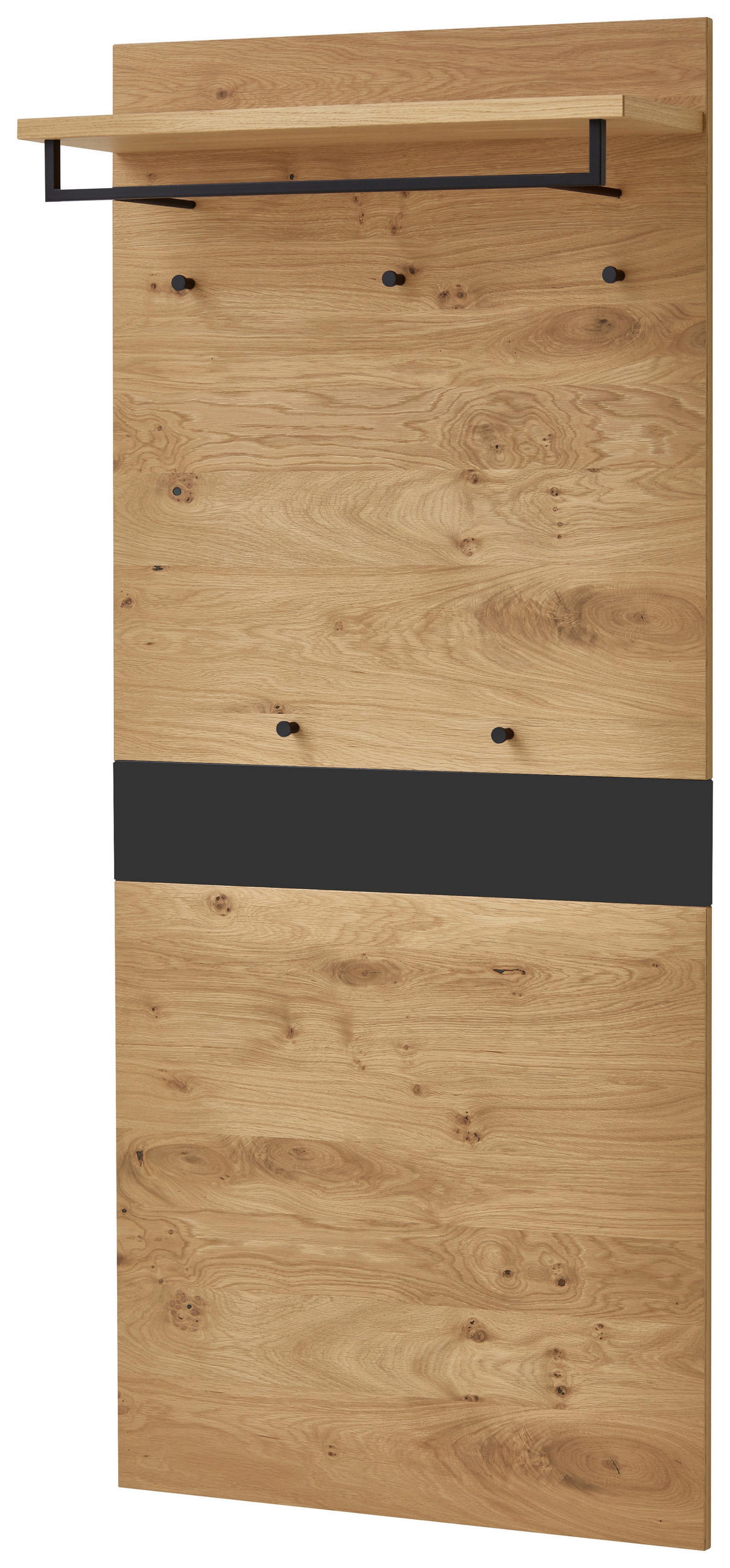 XXXLutz Garderobenpaneel Schwarz, Eiche 80x183x27 cm