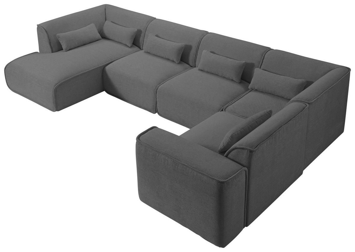 WOHNLANDSCHAFT LOMOCO MATEO in Flachgewebe Anthrazit  - Anthrazit/Schwarz, Design, Kunststoff/Textil (211/368/165cm) - Lomoco