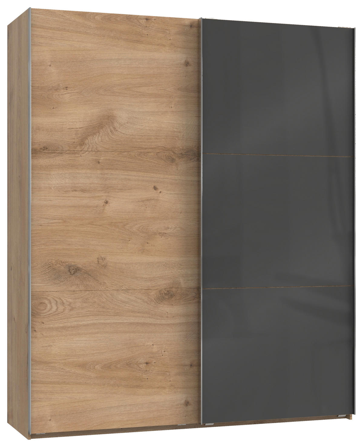 SCHWEBETÜRENSCHRANK 200/236/65 cm 2-türig Grau, Eichefarben  - Chromfarben/Eichefarben, MODERN, Holzwerkstoff (200/236/65cm) - MID.YOU