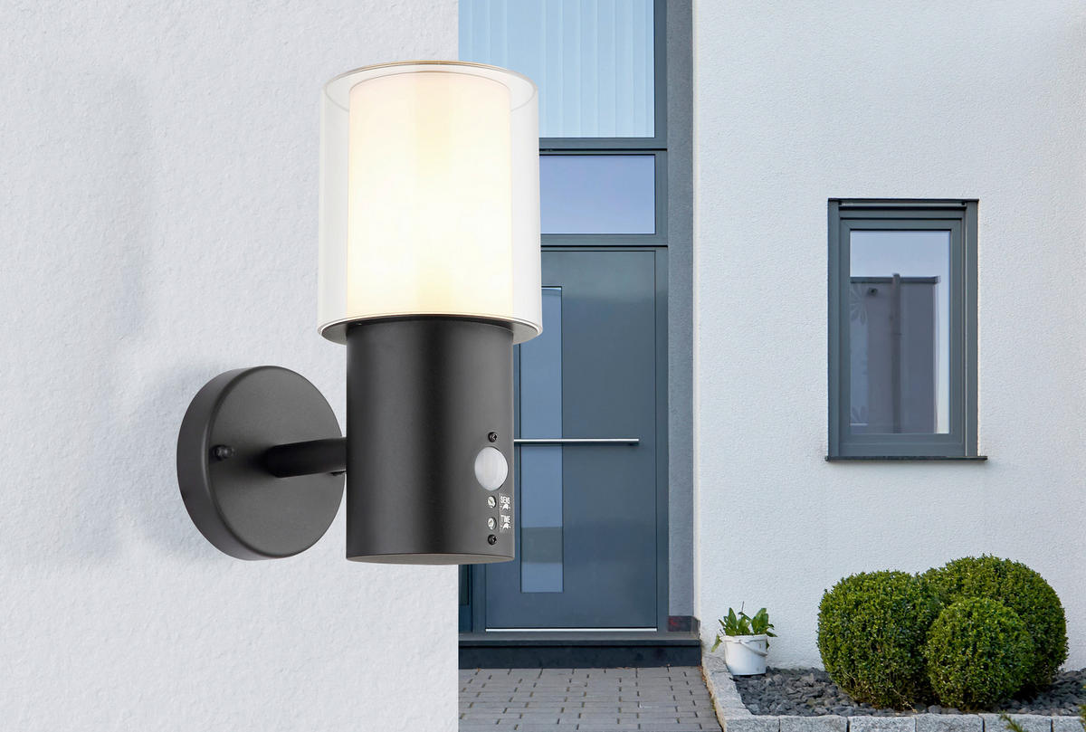 AUSSENLEUCHTE Compton 12/24,5 cm  - Klar/Schwarz, Design, Kunststoff/Metall (12/24,5cm) - Globo