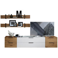 WOHNWAND  in Weiß, Eichefarben  290/172/44 cm  - Eichefarben/Schwarz, MODERN, Holzwerkstoff/Metall (290/172/44cm) - Livetastic