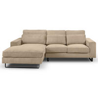 ECKSOFA BOLIVIA Beige Cord  - Beige/Schwarz, Basics, Textil/Metall (276/183cm) - MID.YOU
