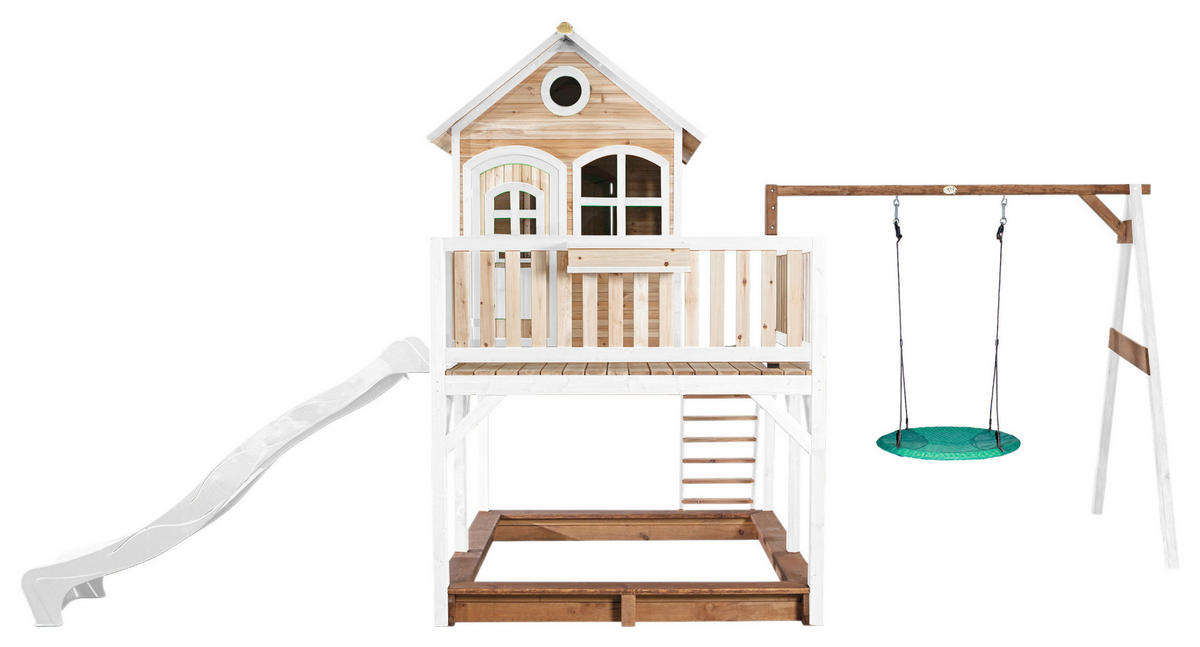 SPIELTURM 613/291/277 cm  - Braun/Weiß, KONVENTIONELL, Holz (613/291/277cm) - Ambia Garden