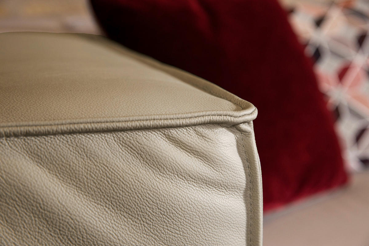 HOCKER in Leder Grau  - Schwarz/Grau, Modern, Leder/Kunststoff (120/39/60cm) - W.Schillig