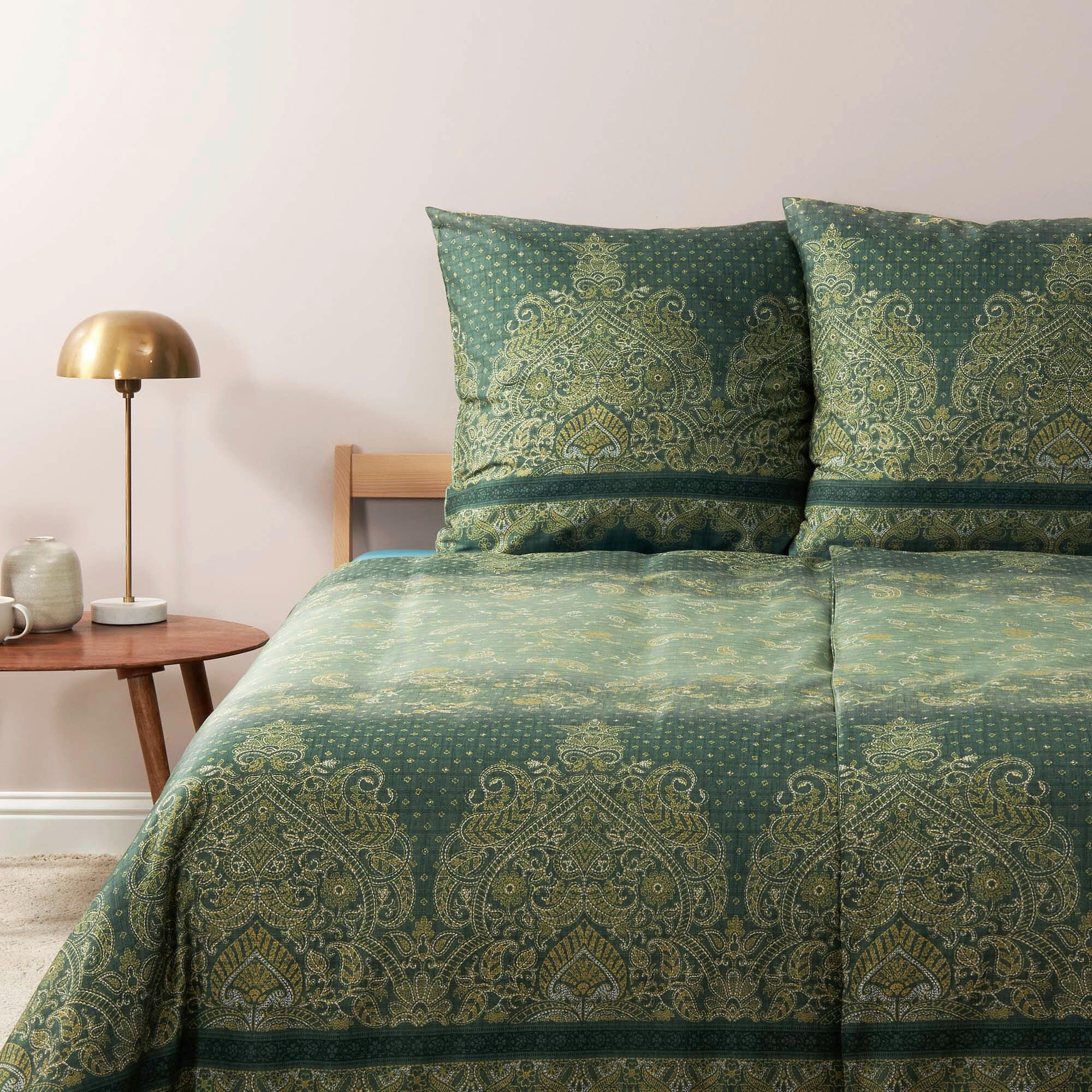 POSTELJINA Tivoli 140/200 cm saten zelena  - zelena, Konvencionalno, tekstil (140/200cm) - Bassetti