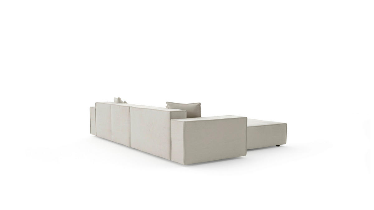 ECKSOFA Creme Chenille Zierkissen, Rücken echt  - Creme/Schwarz, MODERN, Kunststoff/Textil (180/265cm) - Milino