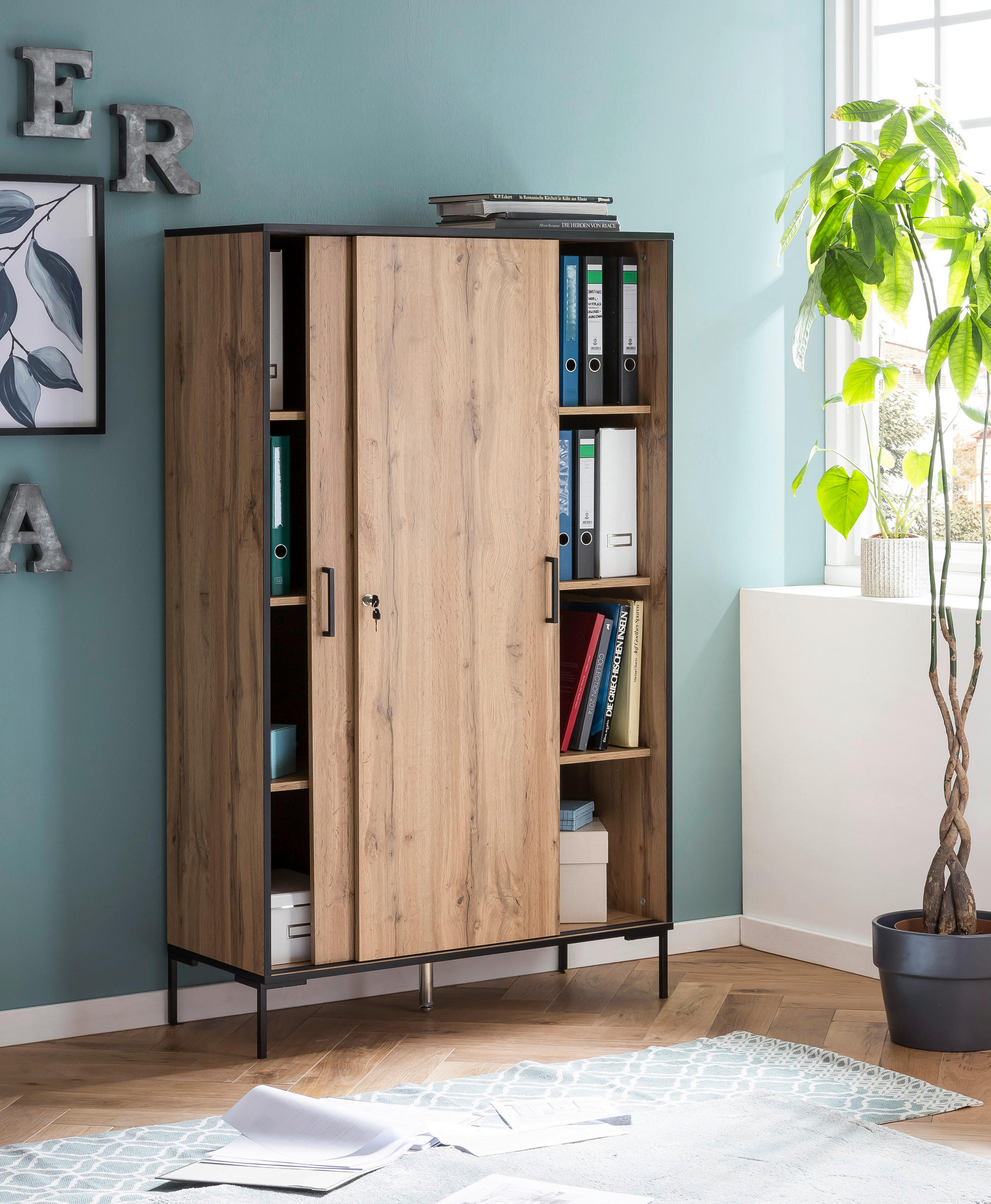 AKTENSCHRANK Eichefarben  - Eichefarben, MODERN, Holzwerkstoff (100,1/163,8/41cm) - MID.YOU