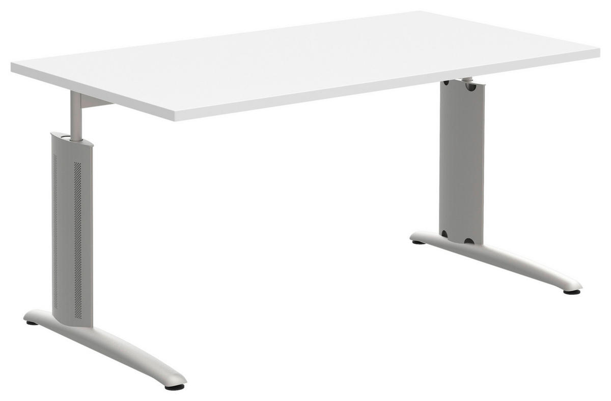 SCHREIBTISCH 140/80/70-82 cm  in Weiß, Alufarben  - Alufarben/Weiß, KONVENTIONELL, Holzwerkstoff/Metall (140/80/70-82cm) - Moderano