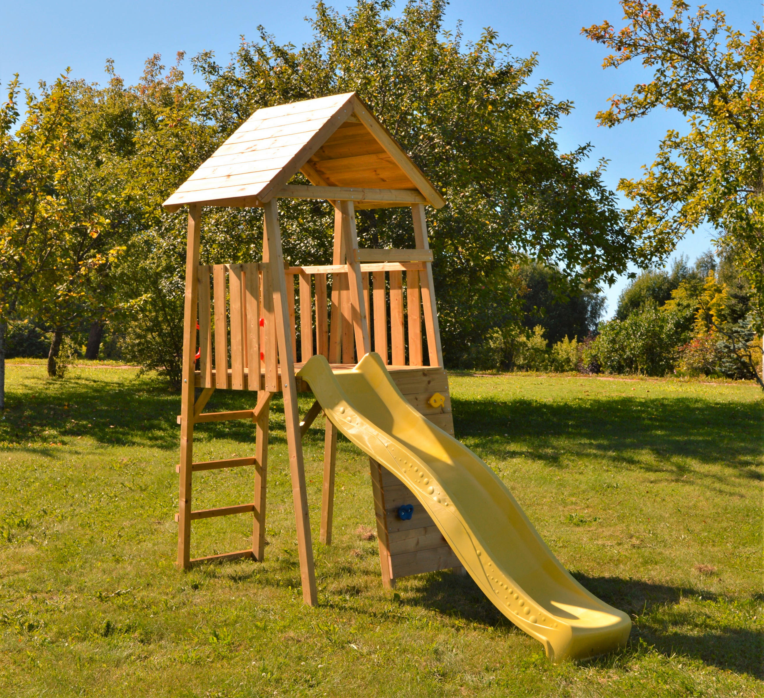 SPIELTURM 110/270/280 cm  - Gelb/Naturfarben, KONVENTIONELL, Holz (110/270/280cm) - Ambia Garden