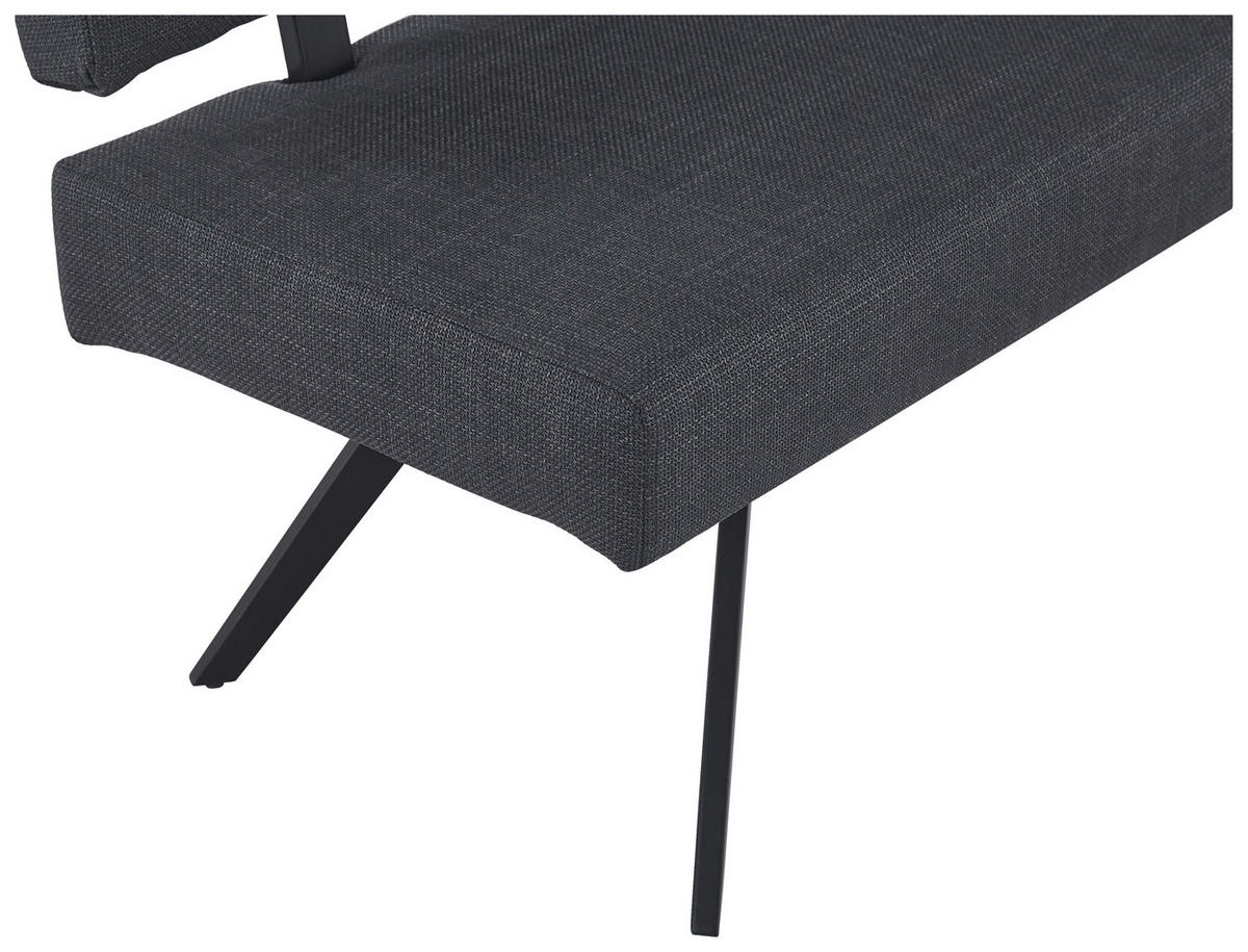 SITZBANK in Metall, Textil Dunkelgrau  - Dunkelgrau/Schwarz, KONVENTIONELL, Textil/Metall (140/90/62cm) - MID.YOU