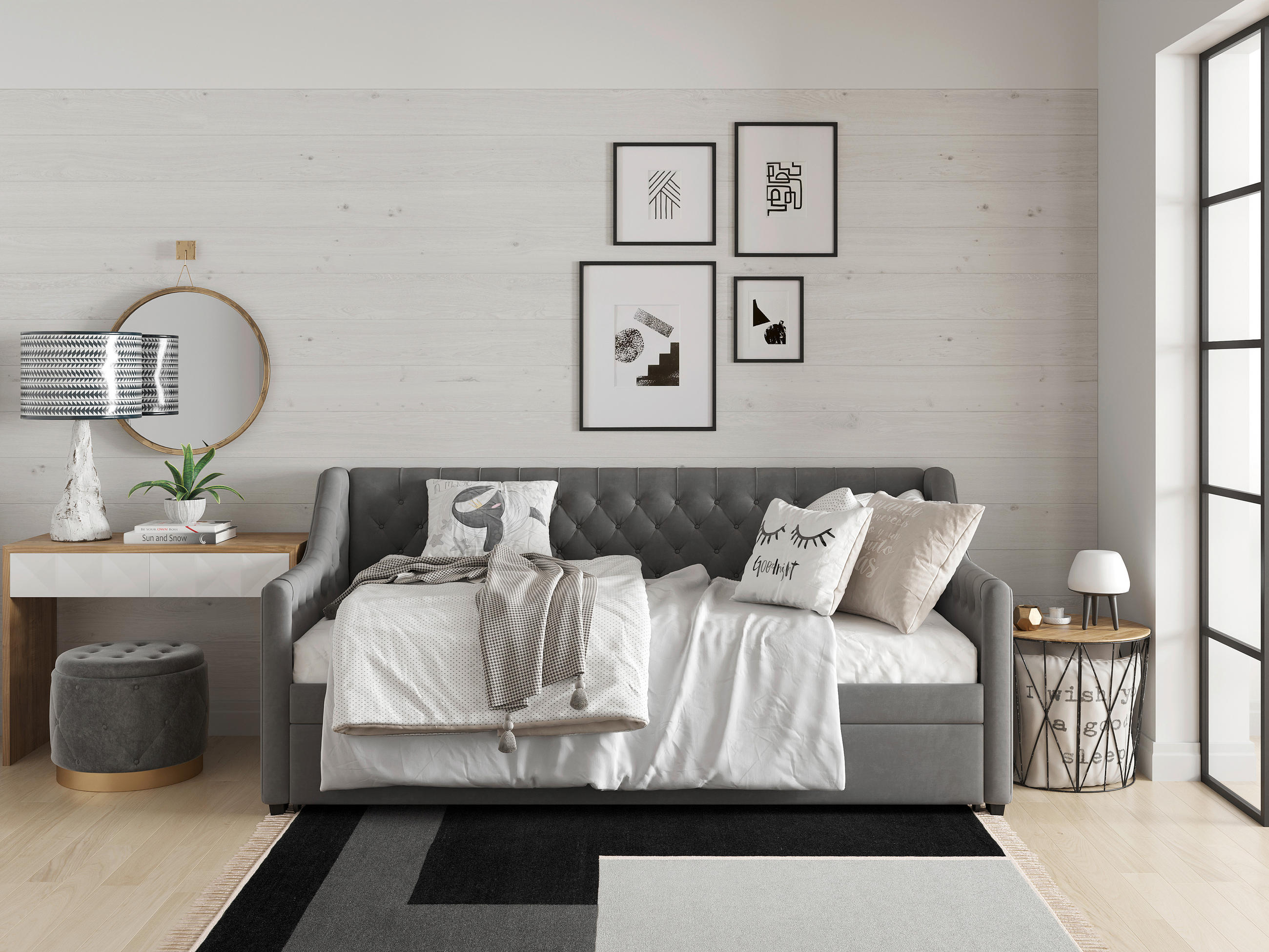 SCHLAFSOFA Samt Anthrazit  - Anthrazit, LIFESTYLE, Holz/Textil (110/97/210cm) - MID.YOU