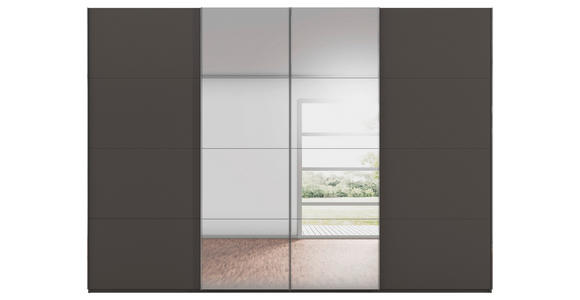SCHWEBETÜRENSCHRANK 316/235/68 cm 4-türig Graphitfarben  - Chromfarben/Graphitfarben, Design, Holzwerkstoff/Metall (316/235/68cm) - Novel